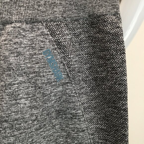GYMSHARK Gray Black Marled Logo Waistband Butt Enhancer Activewear Leggings - Picture 6 of 10